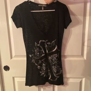 Black large cross on shirt